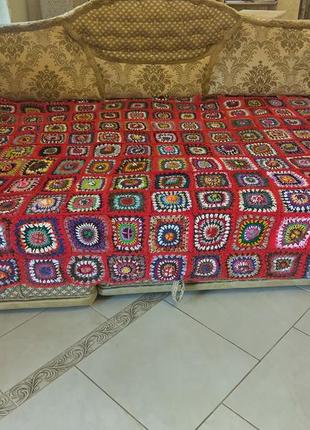 Плед/покрывало вязаный ручная работа, "бабушкин квадрат"280*170см