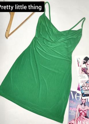 Платье женское облегающее зеленого цвета мини на бретелях от бренда pretty little thing s