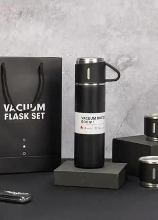Подарочный набор вакуумный термос из нержавейки и три чашки vacuum flask set