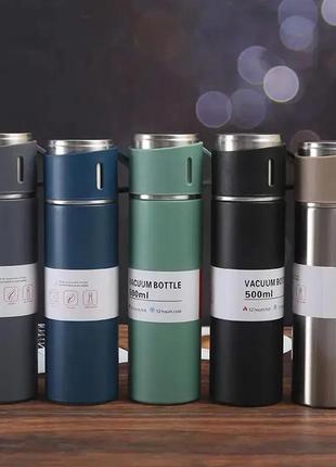 Подарочный набор вакуумный термос из нержавейки и три чашки vacuum flask set