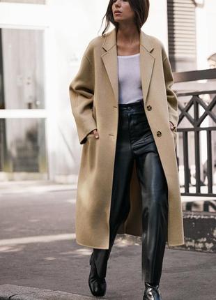 Пальто zara 50% шерсть