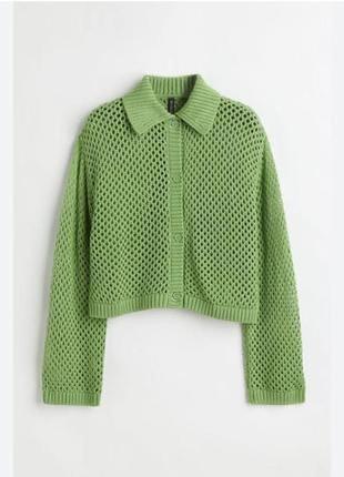 Кардиган на пуговицах зеленый h&m размер l