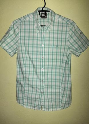 Женская рубашка рубашка jack wolfskin на короткий рукав в клетку