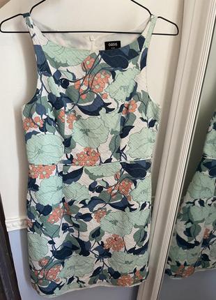 Мини платье сарафан цветочный принт листьев