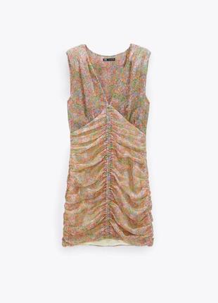 Зара zara цветочное платье короткая
