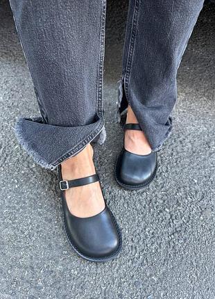 Балетки жіночі шкіряні чорні