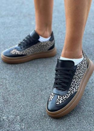 36-41 рр кроссовки, кеды натуральная кожа/замша леопард, черные, белые, бежевые