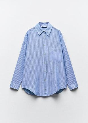 Zara смугаста сорочка з льоном