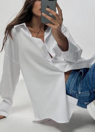 Zara сорочка-оксфорд із бавовною