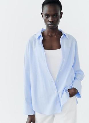 Zara сорочка-оксфорд із бавовною