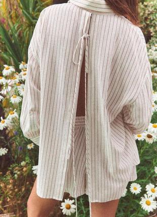 Zara смугаста сорочка із зав’язками ззаду