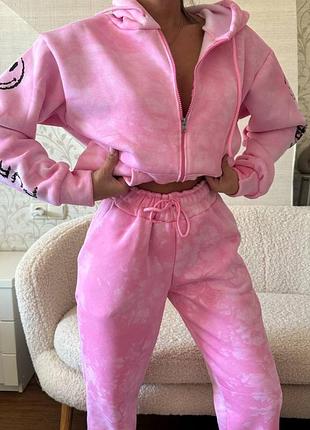 Стильный спортивный костюм трехнить пенье на флисе (не кашлатится) в 3-х цветах