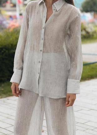 Zara сорочка з органзи з жатим ефектом