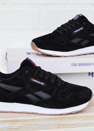 Reebok classic кроссовки мужские кеды классик черные отменное качество низкие замша замшевые весенние демисезонные4 фото