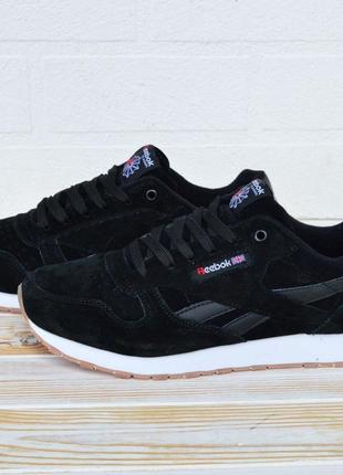 Reebok classic кроссовки мужские кеды классик черные отменное качество низкие замша замшевые весенние демисезонные3 фото