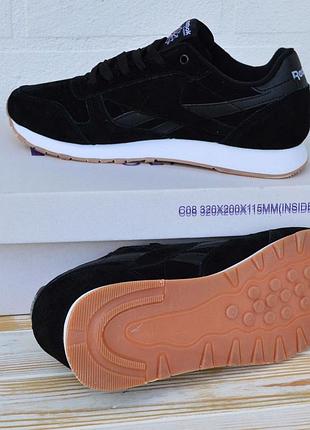 Reebok classic кроссовки мужские кеды классик черные отменное качество низкие замша замшевые весенние демисезонные9 фото