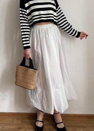 Белая юбка - баллон длины миди2 фото