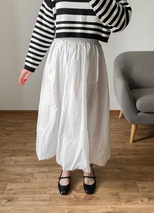 Белая юбка - баллон длины миди8 фото
