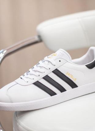 Adidas gazelle кроссовки мужские адидас газели белые с черным кожа кожа кожаные весенние демисезонные отменные качество низкие