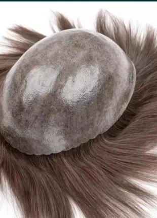 Система замещения волос..алопеция мужская.натуральный волос накладка парик протез.