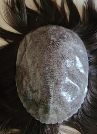 Система замещения волос..алопеция мужская.натуральный волос накладка парик протез.