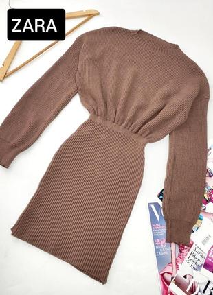 Сукня жіноча в'язана міні коричневого кольору від бренду zara xs s