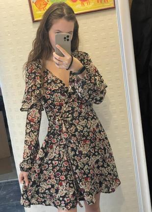Жіноча сукня чорного кольору в квіточку  на запах new look плаття халат