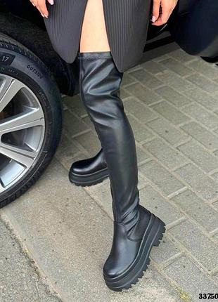 ▪️жіночі високі ботфорти чоботи весна осінь танкетка демісезонні тракторна висока...
