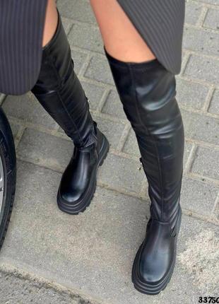 ▪️жіночі високі ботфорти чоботи весна осінь танкетка демісезонні тракторна висока...
