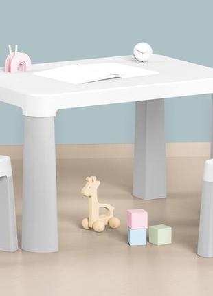 Дитячий стіл і два стільчики технок (тех-0150), пластиковий. сірий