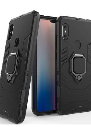 Чохол fiji ring для xiaomi redmi note 6 pro броньований бампер з кільцем підставкою чорний