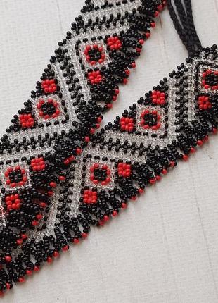 Чокер червоно чорний з орнаментом