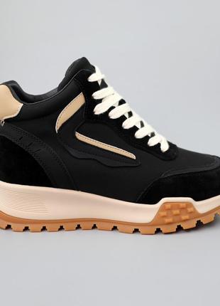 Кеды женские мех черные хайтопы зимние 590101