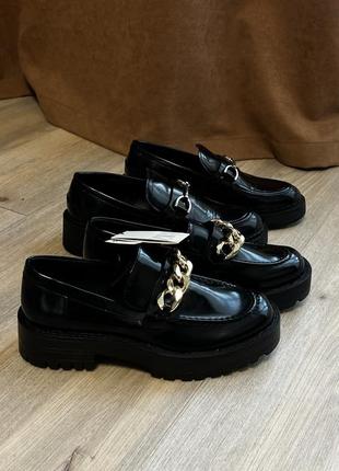 Лоферы зара zara лакированные лаковые 37р новые