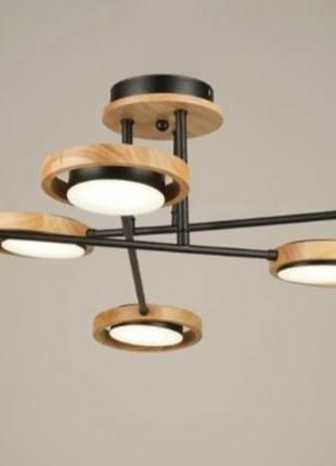 Люстра светодиодная акриловая Shirius b n4539/6 84w bk+wood