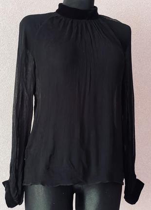 Шелковая блузка с отделкой бархат