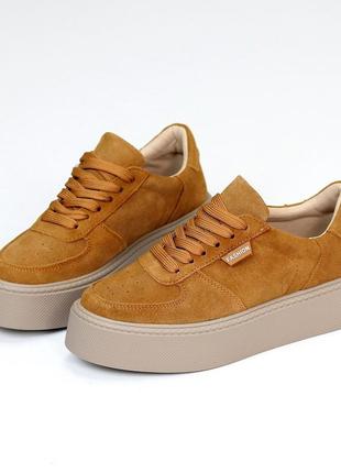 Руді натуральні замш кеди криппери мокасини утовщена беж підошва