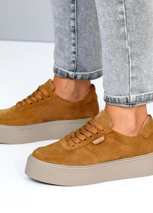 Руді натуральні замш кеди криппери мокасини утовщена беж підошва