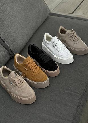 Руді натуральні замш кеди криппери мокасини утовщена беж підошва