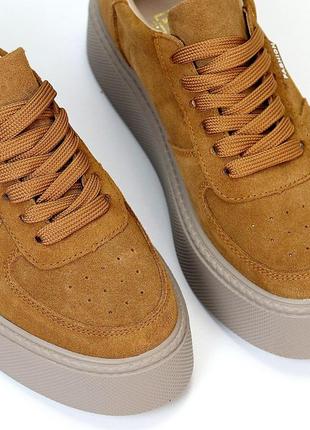 Руді натуральні замш кеди криппери мокасини утовщена беж підошва