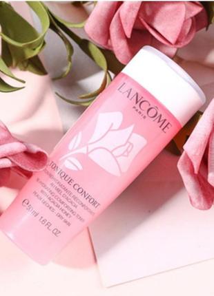 Заспокійливий тонік для сухої та чутливої шкіри обличчя lancome confort tonique 50ml1 фото