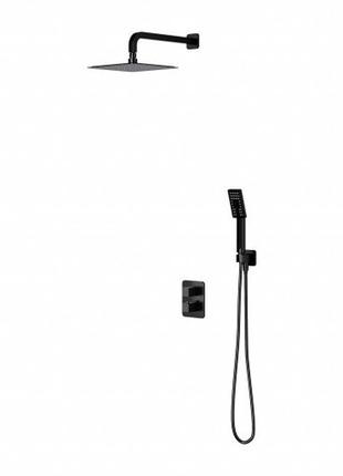Душевой комплект скрытого монтажа с термостатом omnires parma black mat (syspm11bl)