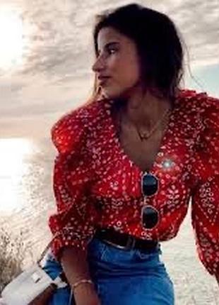 Яркий красный топ блуза зара zara оригинал s рюши вышивка вышитая рубашка вышиванка стиль massimo dutti dolce gabbana