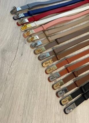 Ремень женский пакет и коробка набор, пояс 2см кожа из кожи пудра золото комплект упаковки...