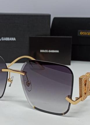 Окуляри в стилі dolce & gabbana жіночі сонцезахисні сірий градієнт в золотому металі з камінцями