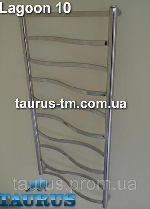 Метровый узкий полотенцесушитель lagoon 10/1050х400 от taurus. перемычки волной из прямоугольной трубы 20х10
