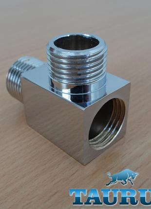 Дизайнерский квадратный тройник thermopulse cube chrome 1/2" для гибридных полотенцесушителей