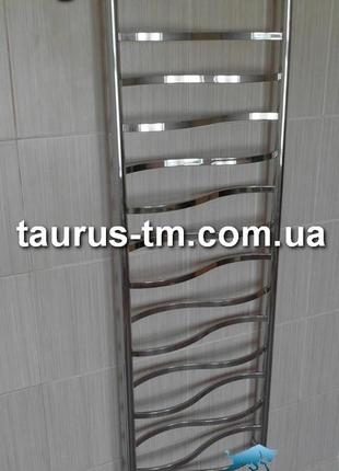Высокий полотенцесушитель lagoon 15 /1550х450 плоские перекладины, волной. труба 20х10. н/ж сталь