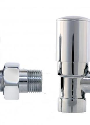Краны угловые цилиндрические varioterm swing chrome 1/2 для полотенцесушителей + американки. польша. комплект