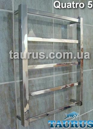 Небольшой нержавеющий полотенцесушитель quatro 5 /550х400. плоские, строгие формы каркаса. узкий